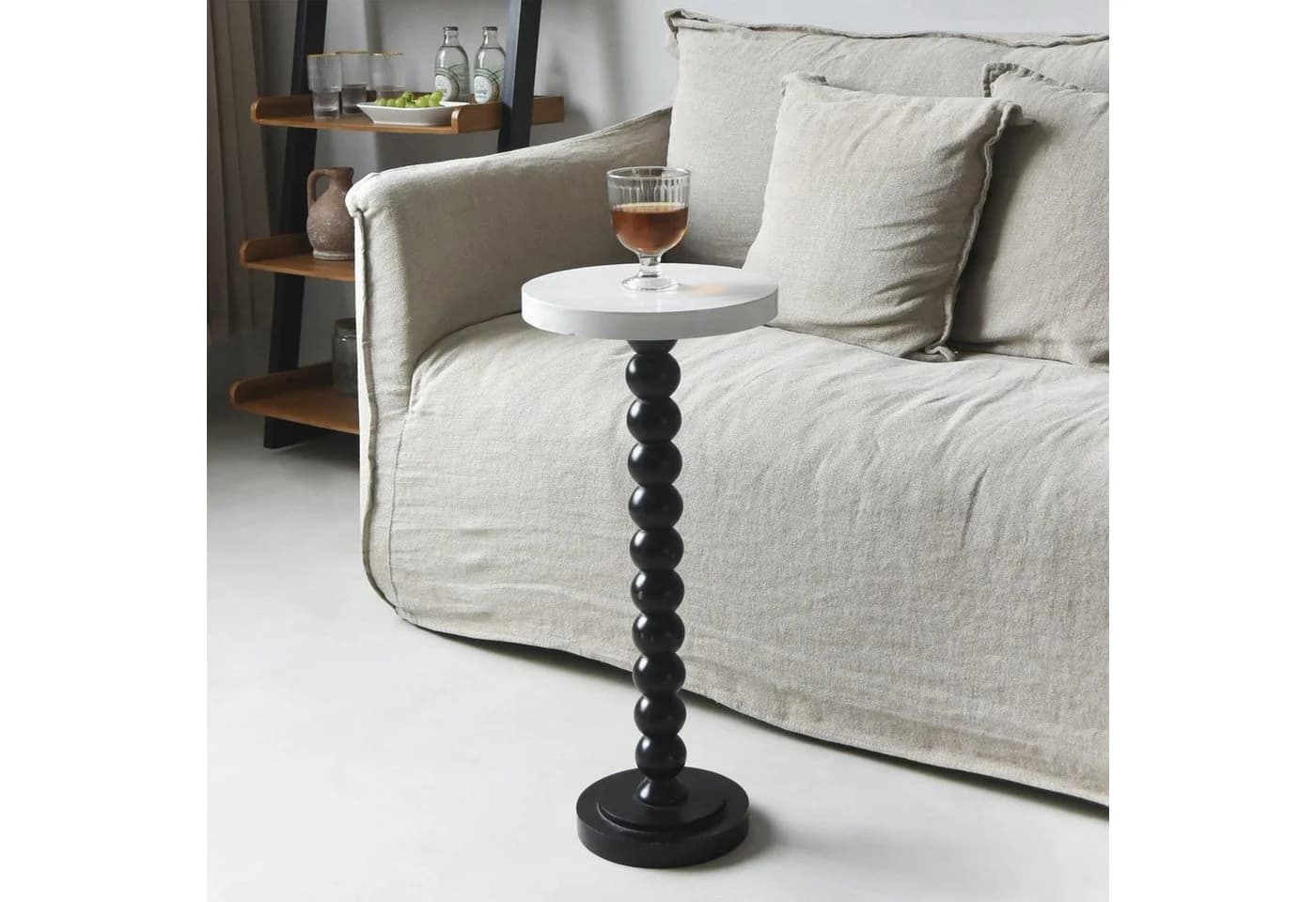 HomeGuru Couchtisch Kleiner runder Holztisch, Beistelltisch, für kleine Räume, Retro-Stil - Bild 3
