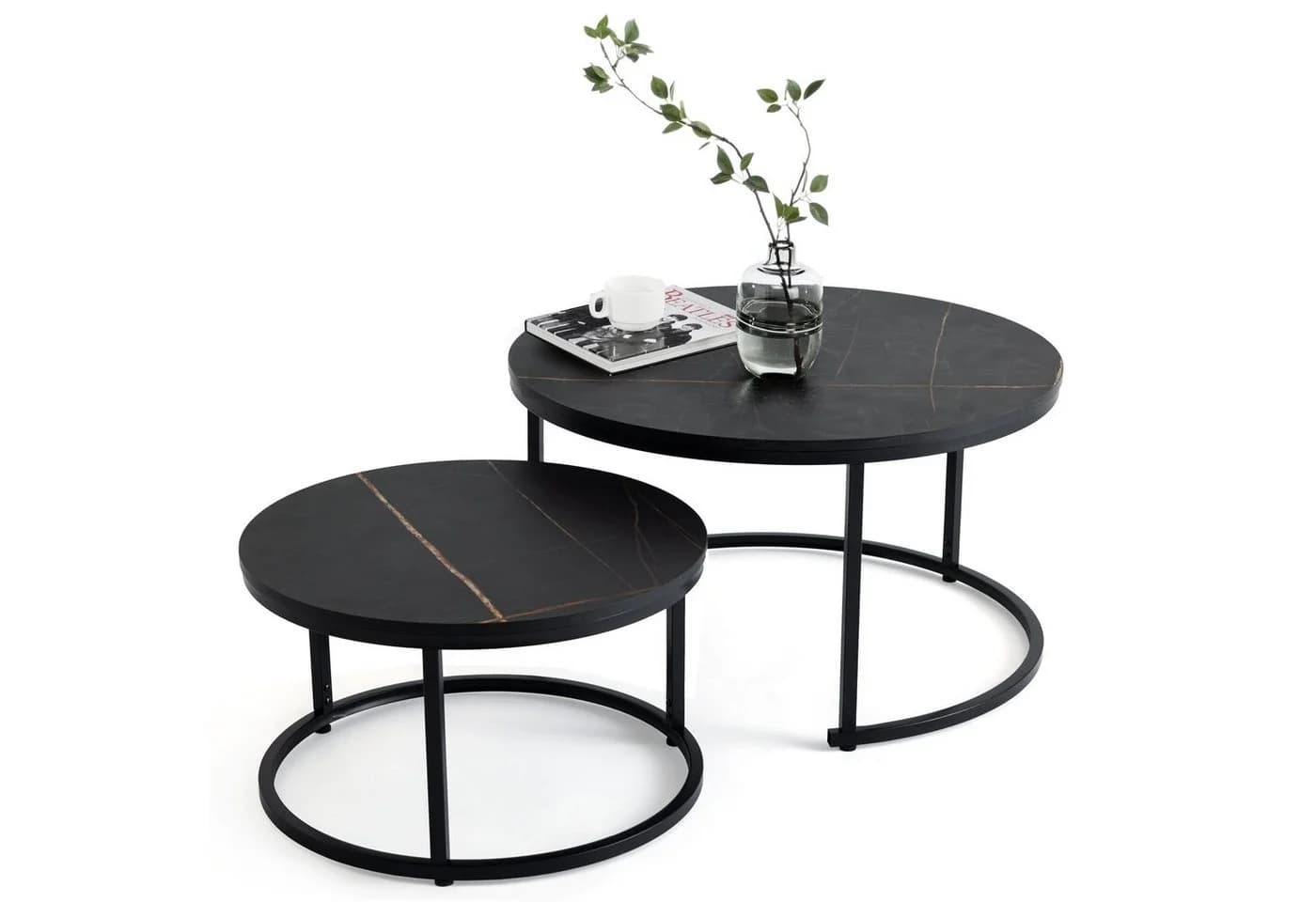 HomeGuru Couchtisch Set 2-tlg. Marmormuster Schwarz-Gold - Bild 2