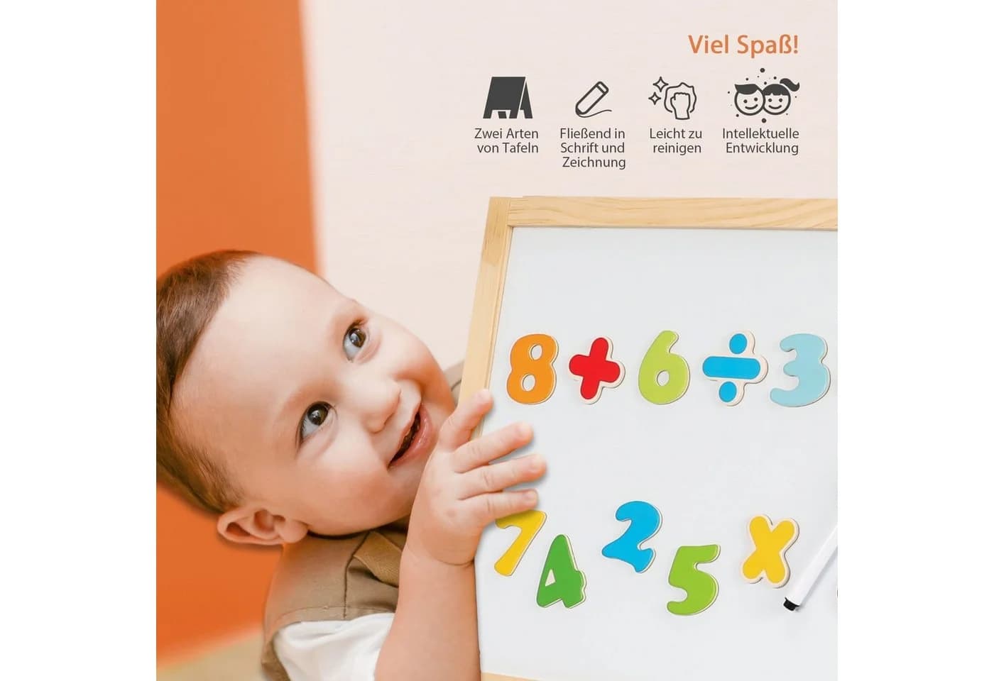 HomeGuru Standtafel Klappbare 2-in-1-Kindertafel Schwarz/Beige - Bild 4