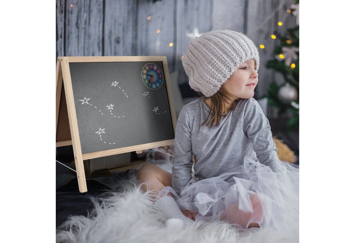 HomeGuru Standtafel Klappbare 2-in-1-Kindertafel Schwarz/Beige - Bild 5