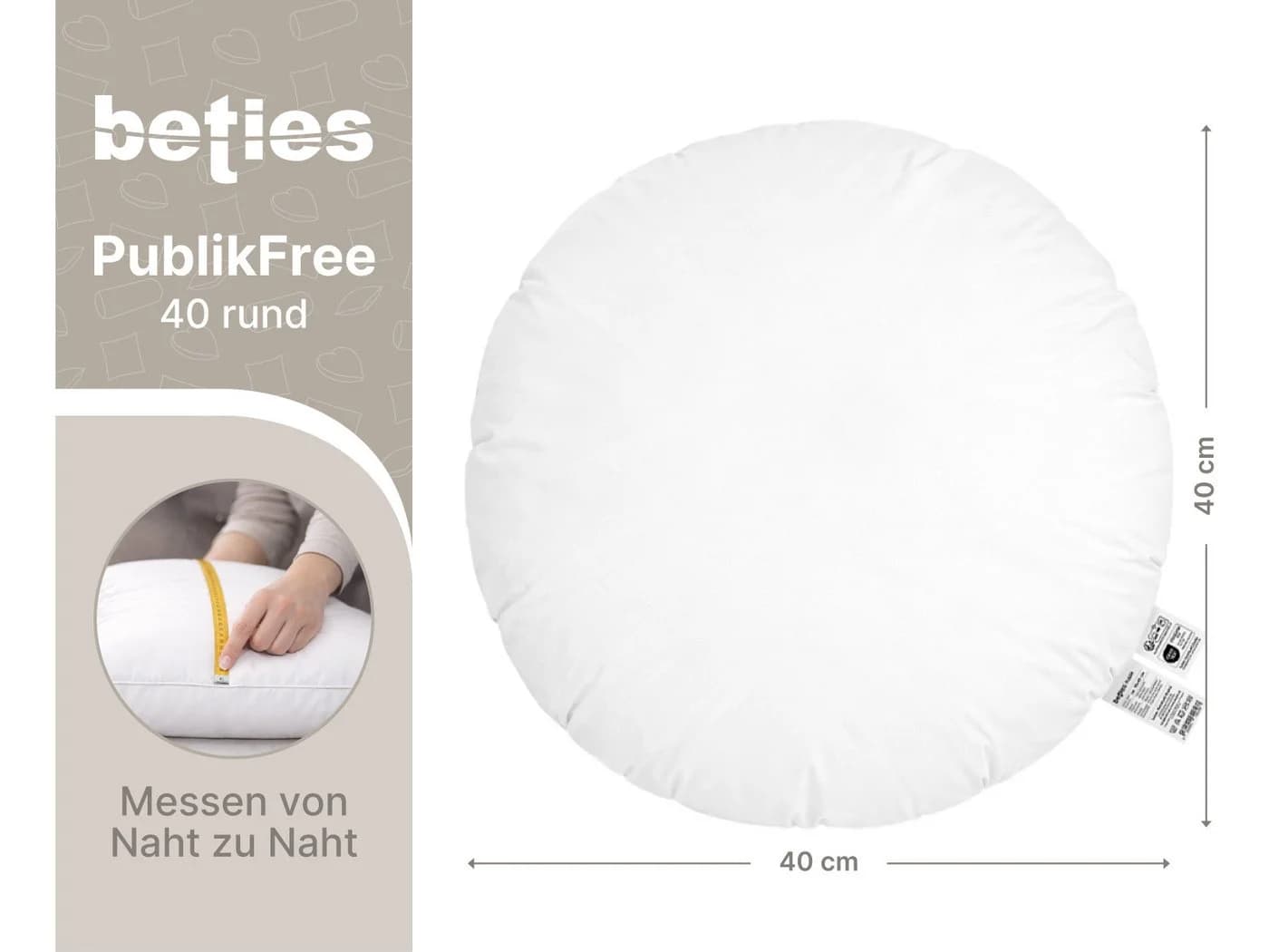 beties Sofakissen PublikFree 2er-Set Rund 40cm Weiss - Bild 3