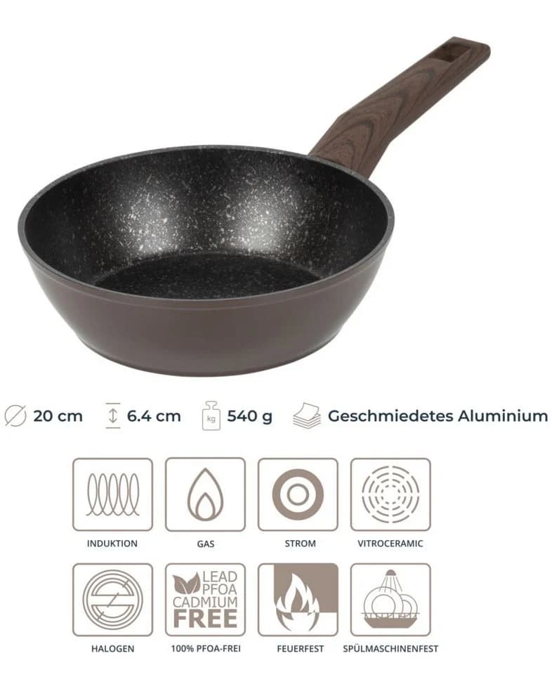 RESTO Kitchenware Bratpfanne Carina Aluminium Marmor-Antihaft braun/schwarz - Bild 3