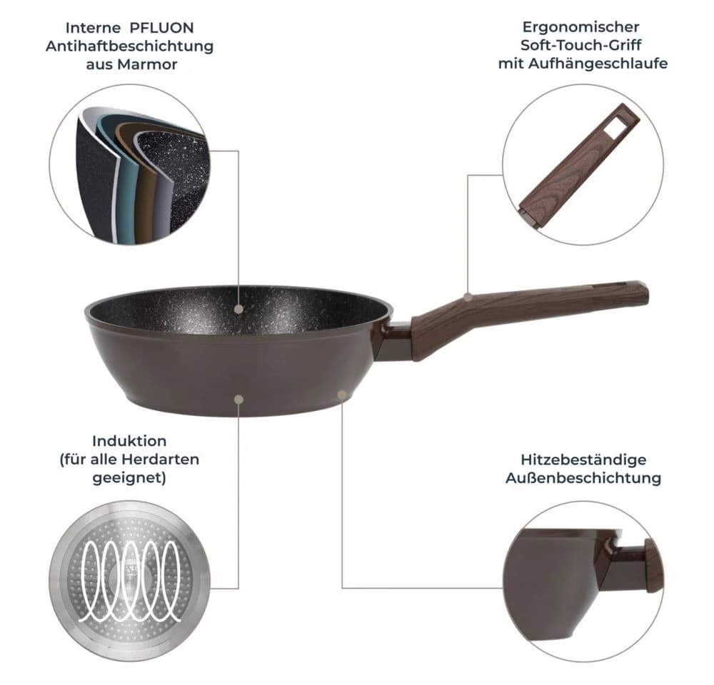 RESTO Kitchenware Bratpfanne Carina Aluminium Marmor-Antihaft braun/schwarz - Bild 4