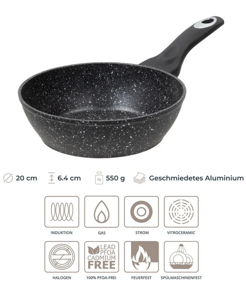 RESTO Kitchenware Bratpfanne Antlia Schwarz Aluminium Marmor-Antihaft - Bild 5