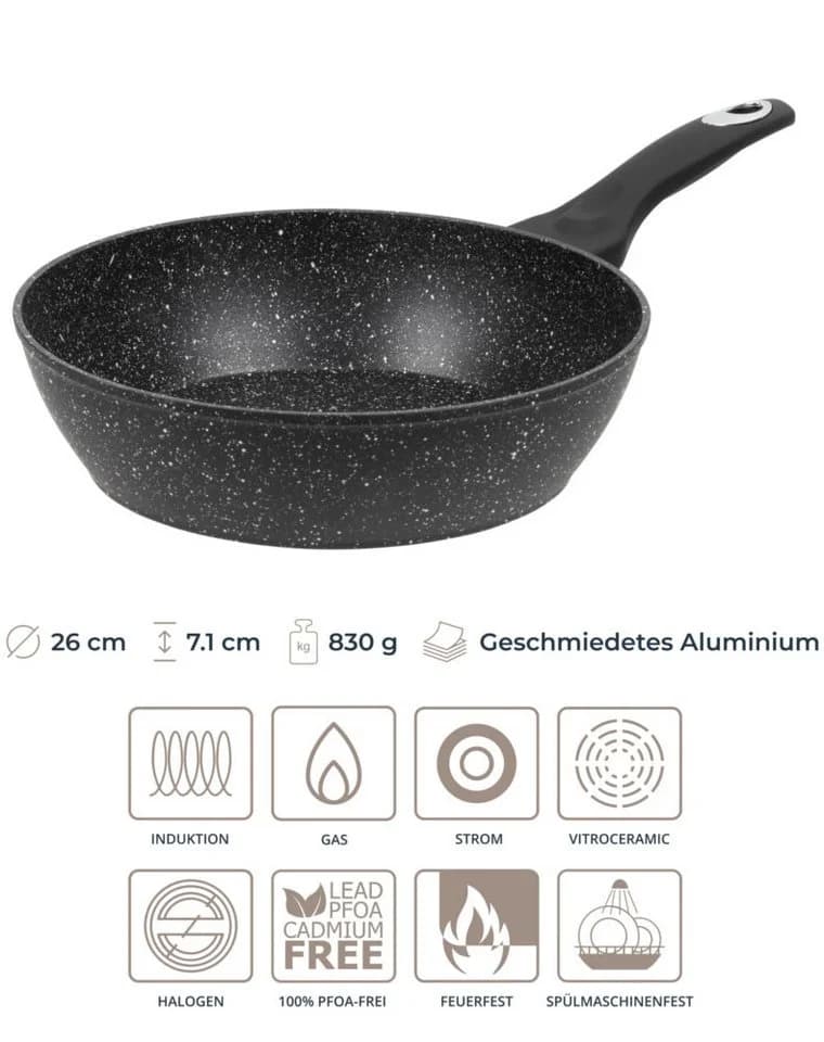 RESTO KITCHENWARE Antlia Bratpfanne 26cm Schwarz Marmor-Beschichtung - Bild 5