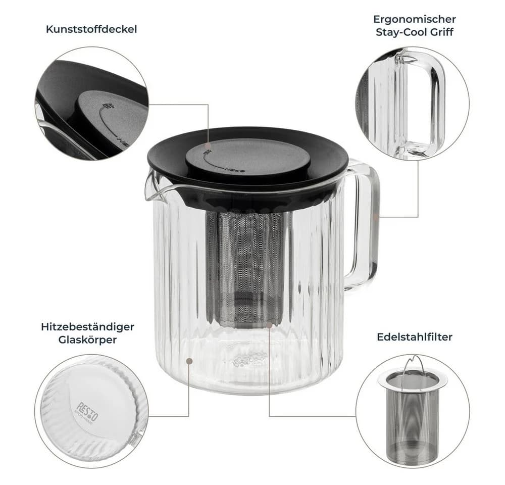 Moderne Teekanne mit 3D-Design aus Borosilikatglas, Edelstahl und Kunststoff - Bild 5