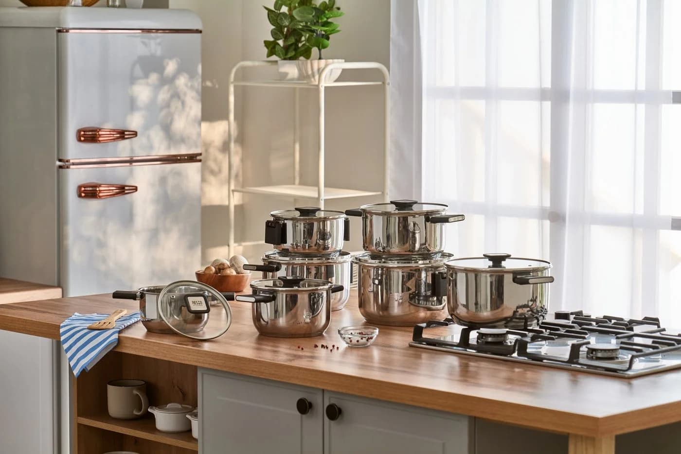 RESTO KITCHENWARE Kochtopf Anser 1,6L Edelstahl Silber mit Klappgriffen - Bild 4