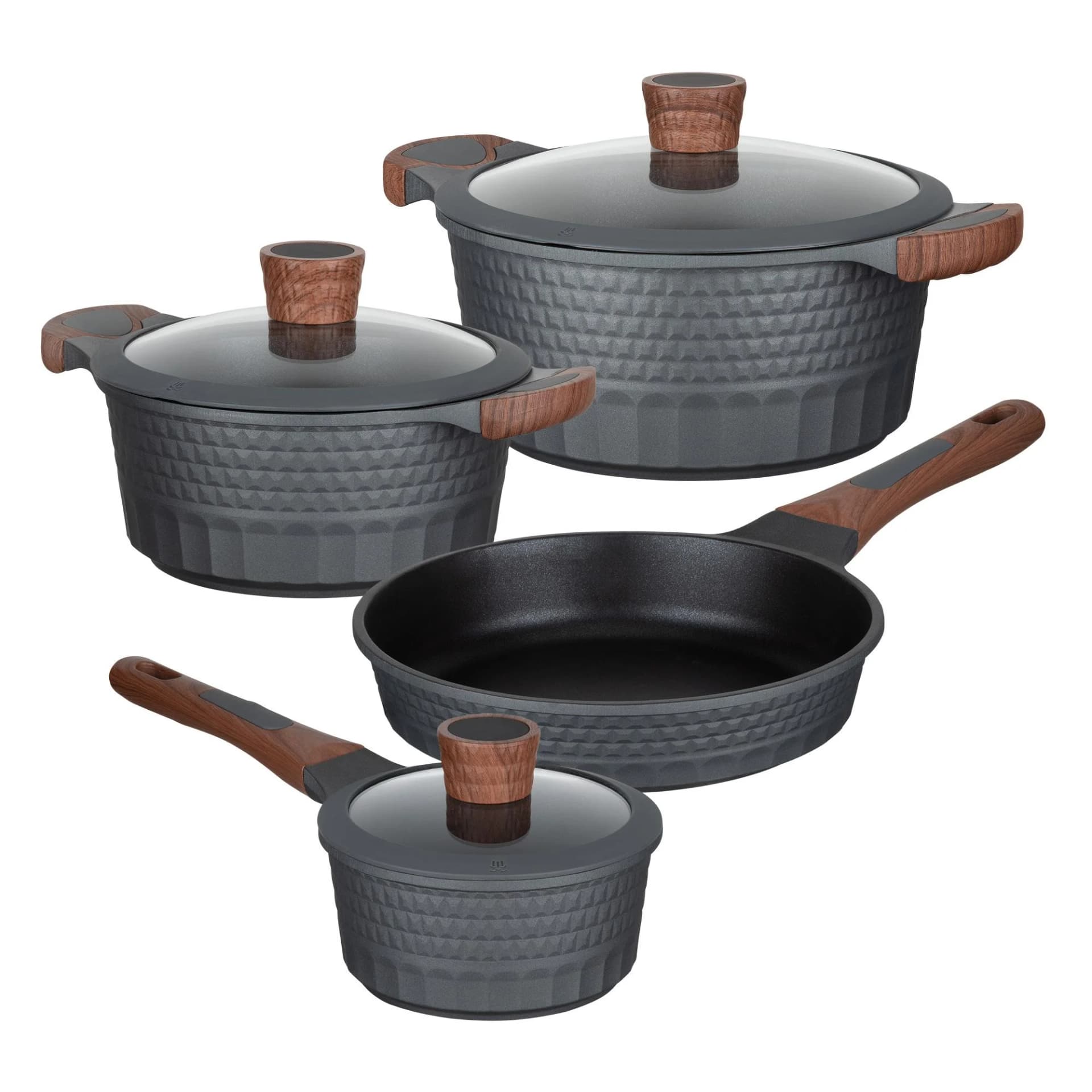 RESTO KITCHENWARE Capella Topf-Set 7-tlg. Schwarz Antihaft 3D-Design