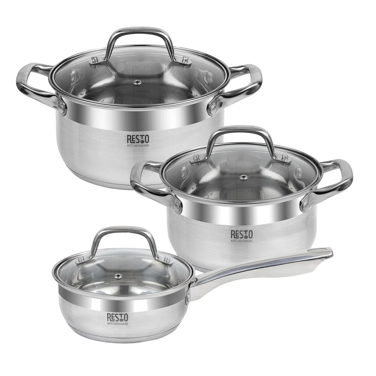 RESTO KITCHENWARE LIBRA Topf-Set 3-tlg. Edelstahl Silber Induktion