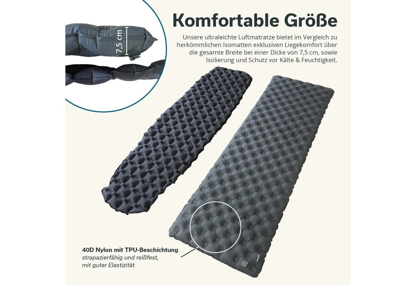 Skandika Isomatte Exclusive Air Single Aufblasbare Campingmatte Schwarz - Bild 3