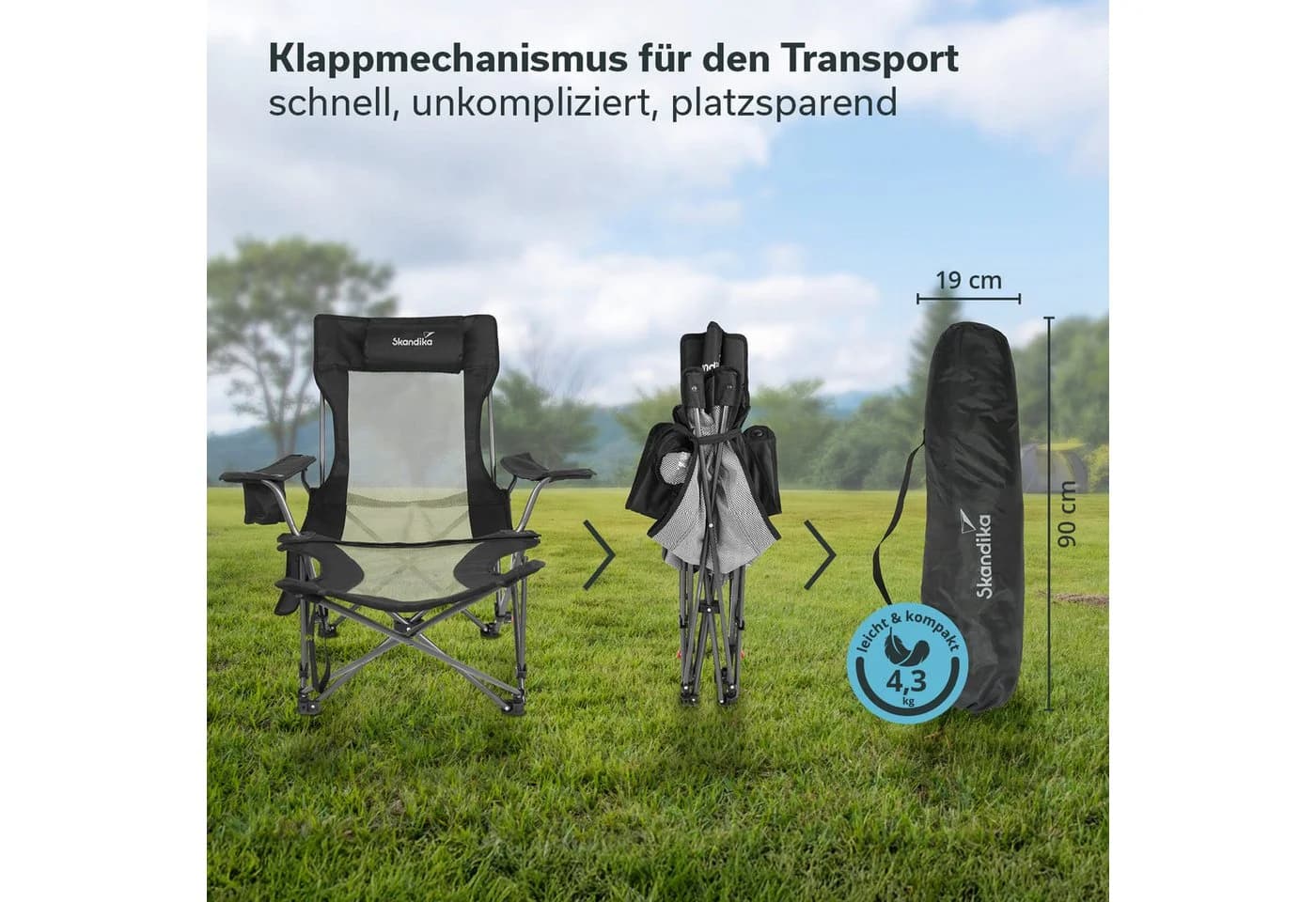 Skandika Campingstuhl Toras Faltbar mit Fußablage & Kopfkissen - Bild 4
