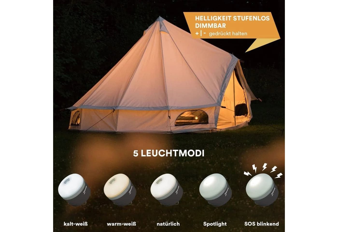 Skandika Tarfala LED Campinglampe USB Aufladbar Weiss