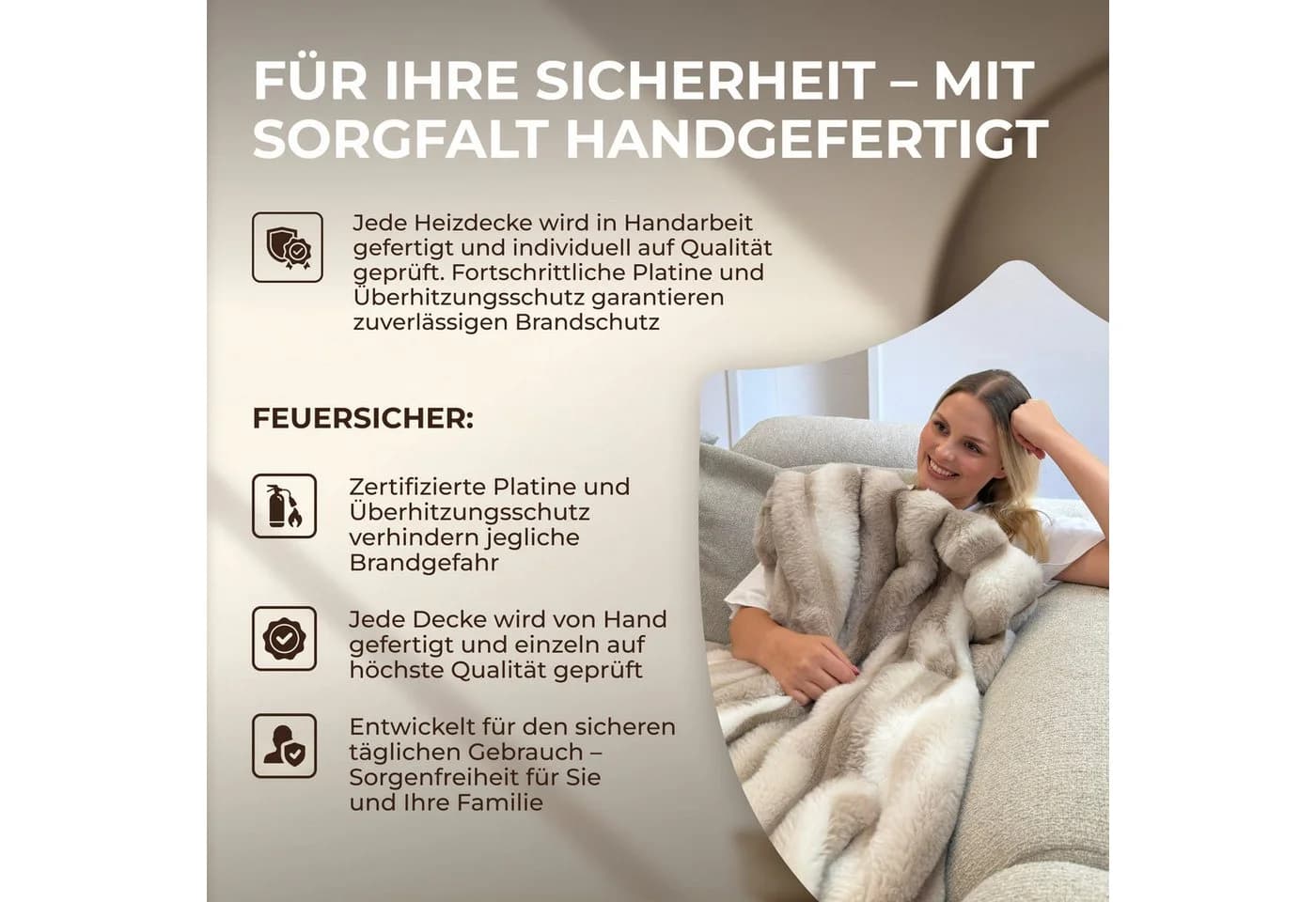 Bringer Infrarot-Heizdecke Braun Elektrische Kuscheldecke mit Timer - Bild 5
