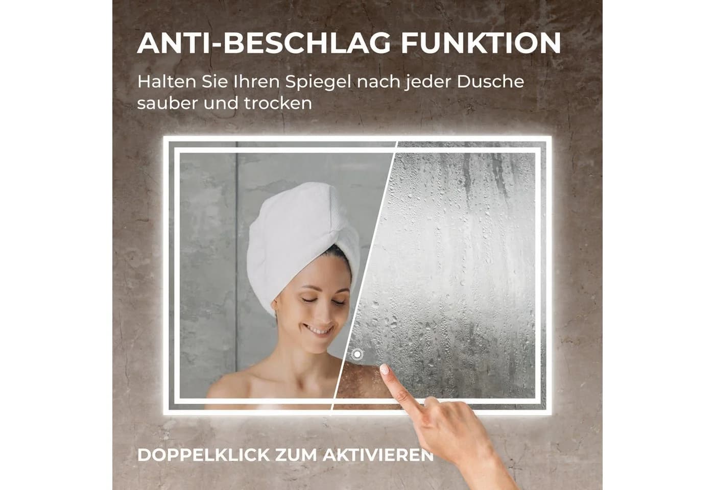 Bringer Badspiegel BRS107 mit Anti-Beschlag und LED-Beleuchtung - Bild 3