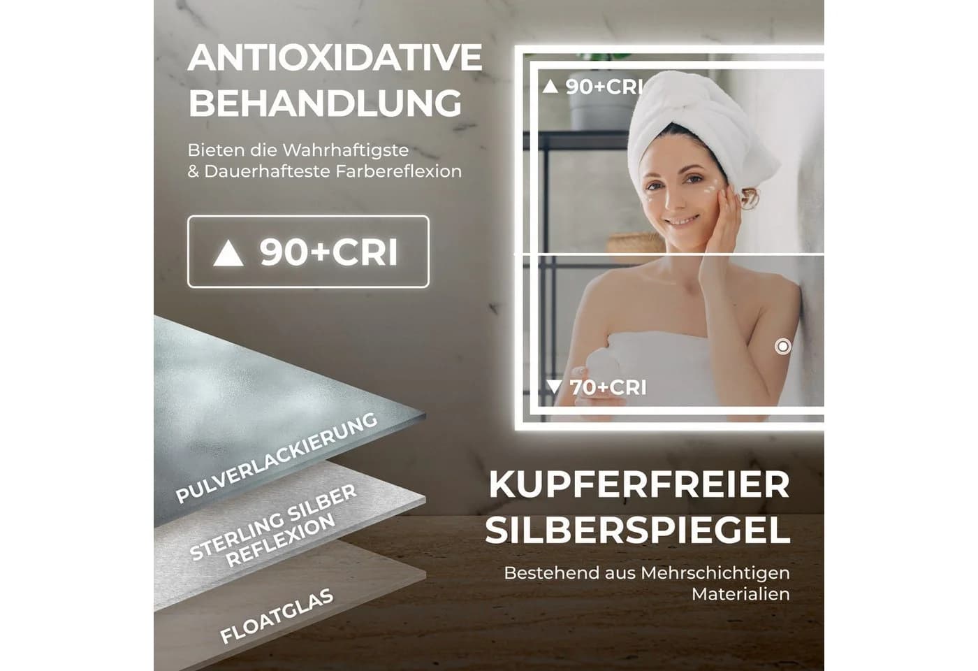 Bringer Badspiegel BRS107 mit Anti-Beschlag und LED-Beleuchtung - Bild 4