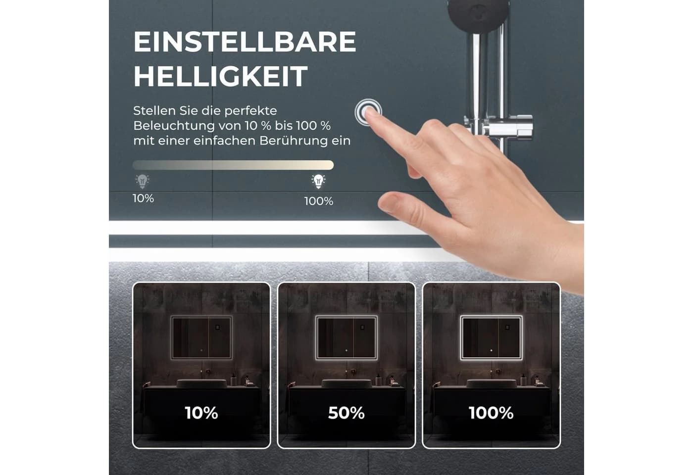 Bringer Badspiegel BRS107 mit Anti-Beschlag und LED-Beleuchtung - Bild 5