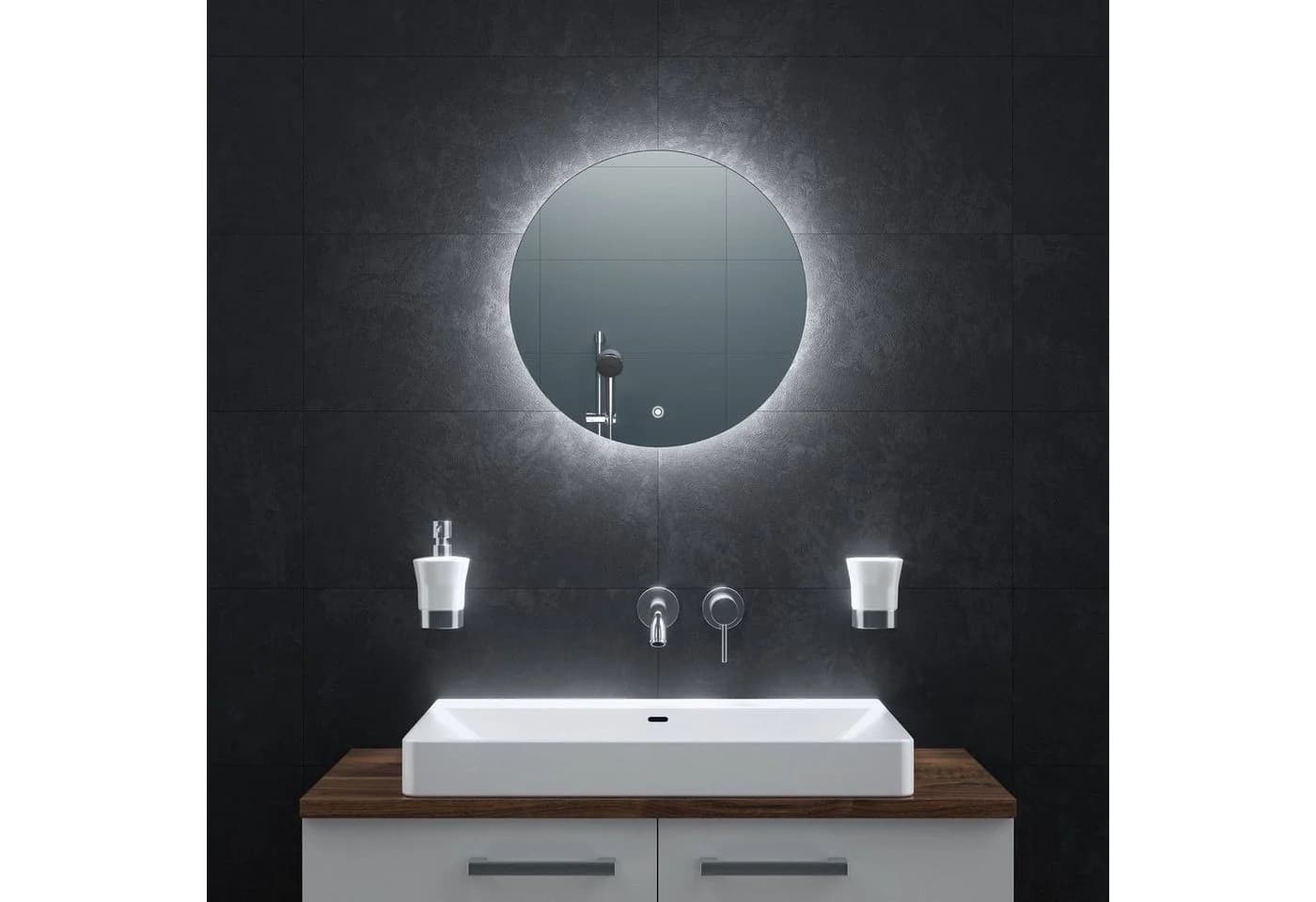 Bringer Badspiegel Rund LED mit Anti-Beschlag und Memory-Funktion Silber - Bild 2