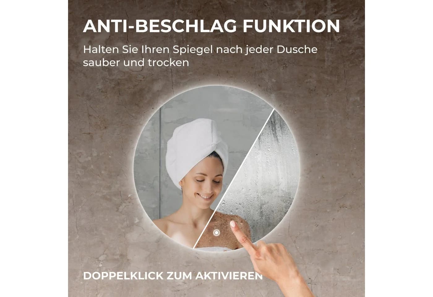 Bringer Badspiegel Rund LED mit Anti-Beschlag und Memory-Funktion Silber - Bild 3