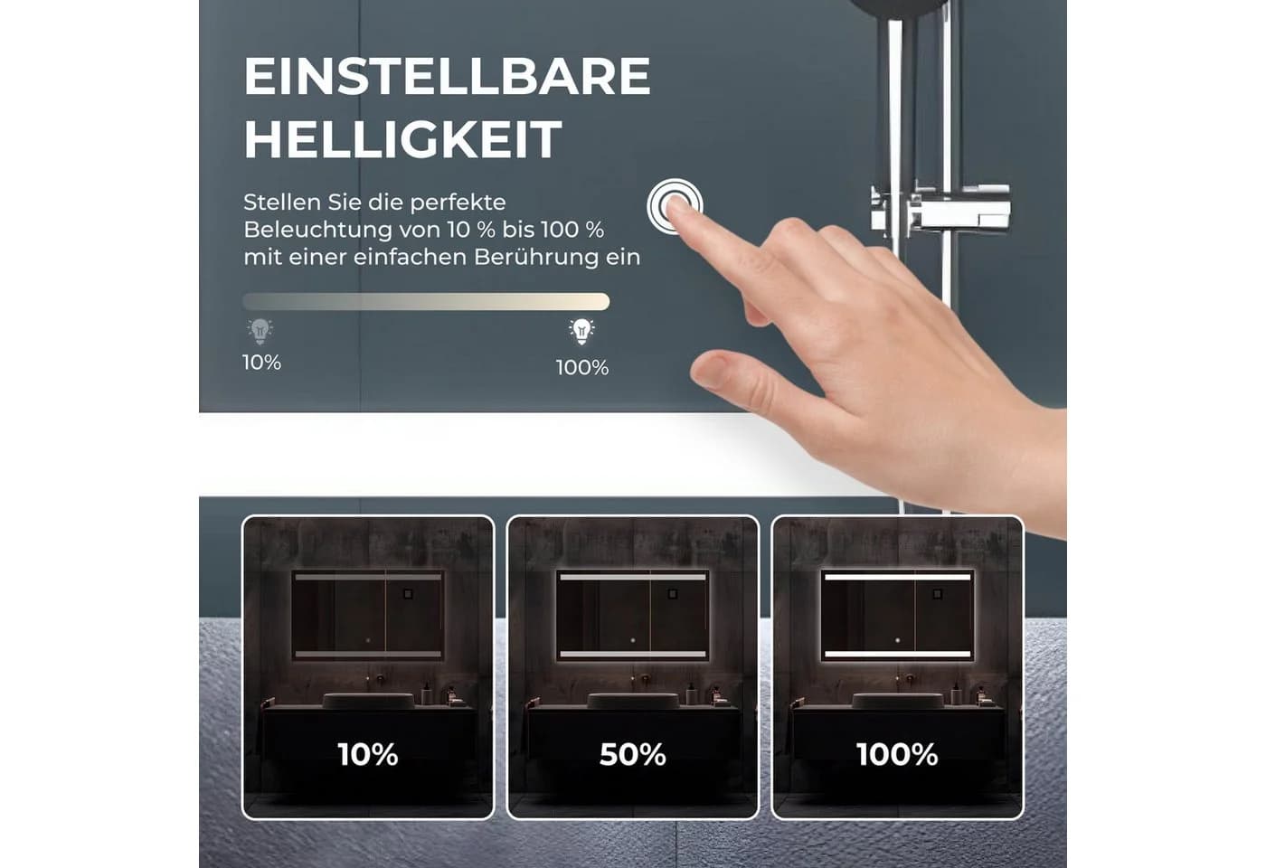 Bringer Badspiegel BRS106 LED Anti-Beschlag Speicherfunktion - Bild 5