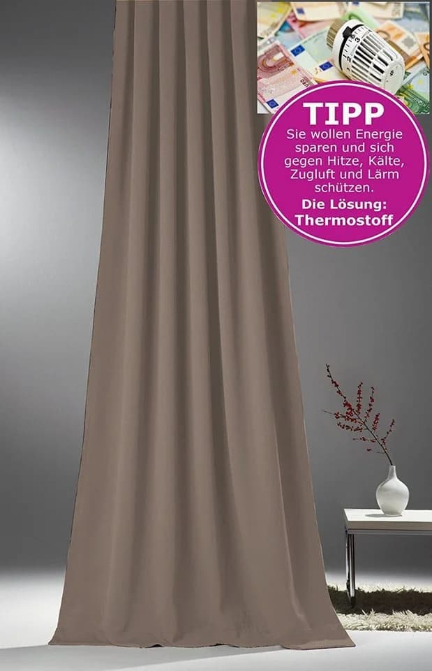 novumfix Verdunkelungsvorhang Sunout/55 Taupe Thermovorhang XXL Kräuselband