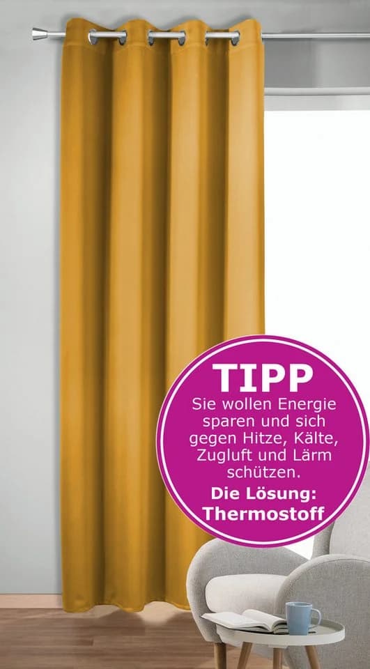 novumfix Verdunkelungsvorhang Sunout/20 Curry Thermovorhang XXL Ösen