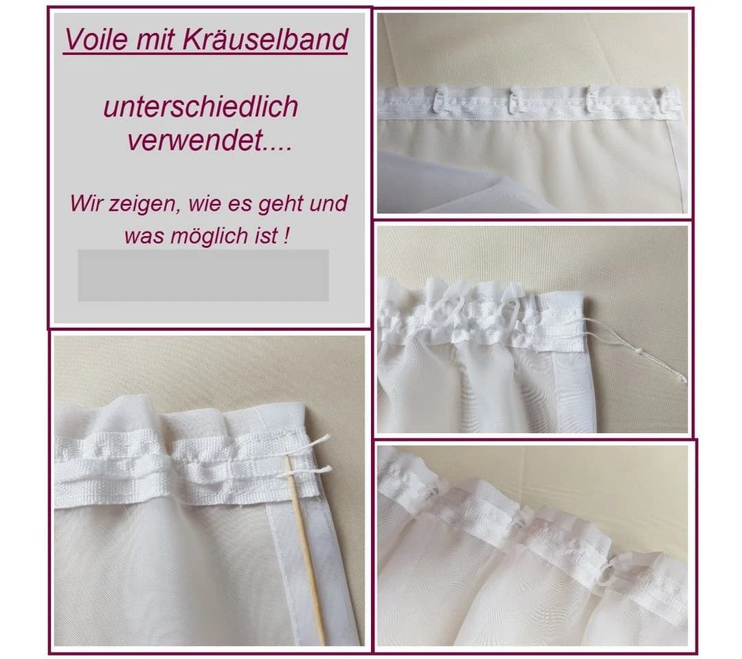 novumfix Voile Gardine Weiß Kräuselband Transparent - Bild 3