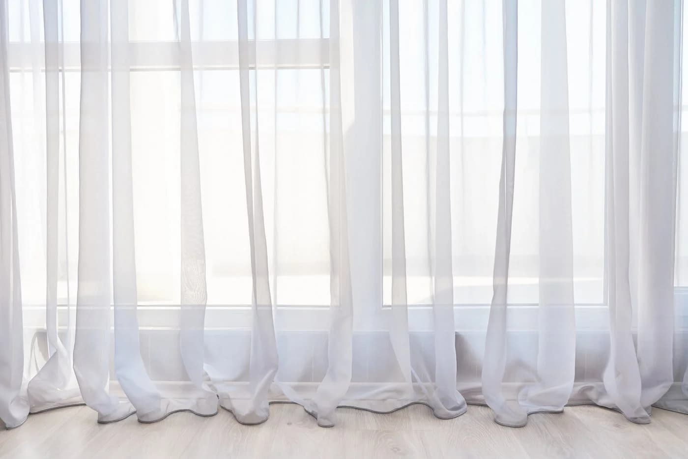 novumfix Voile Gardine Weiß Kräuselband Transparent Extra Lang