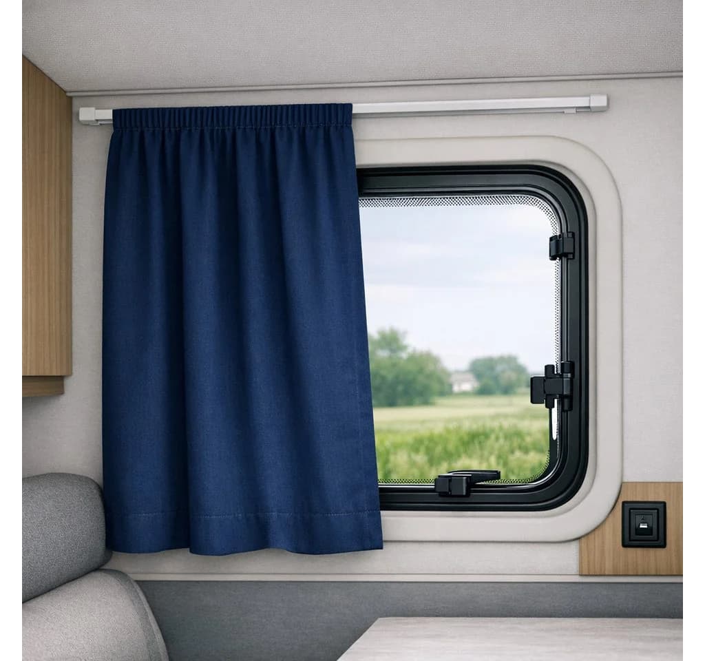 novumfix Verdunkelungsvorhang Caravangardine dunkelblau Kräuselband 145x80cm - Bild 2