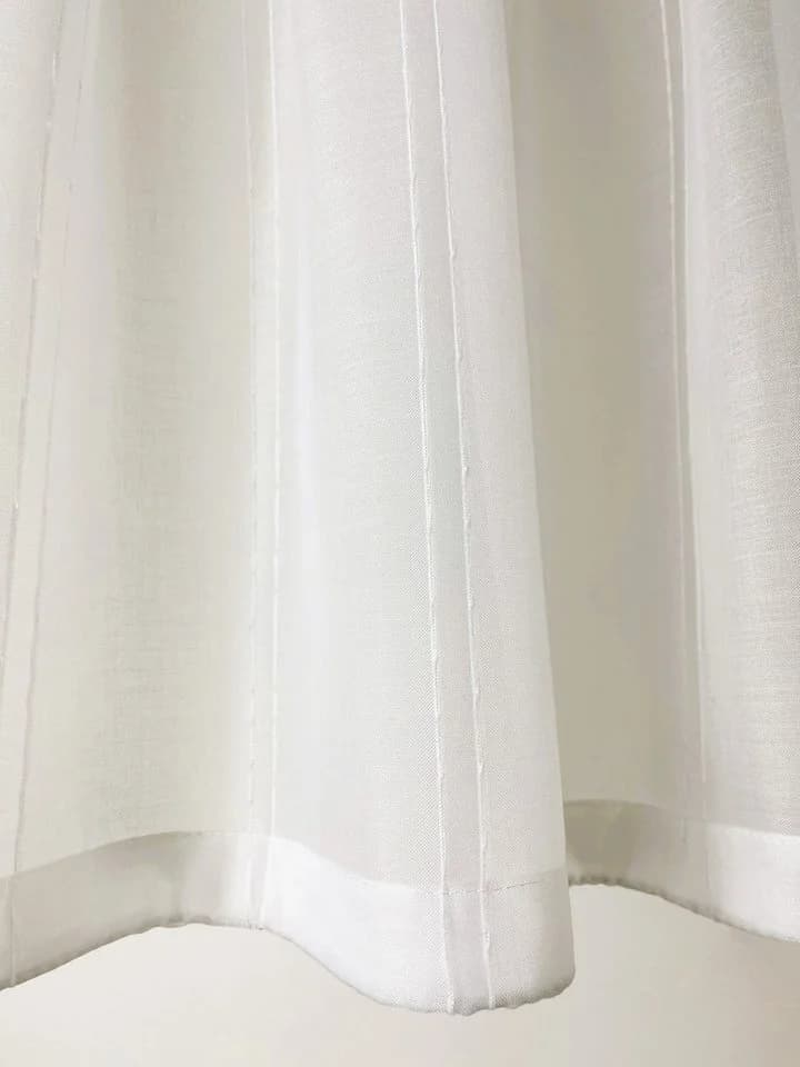 novumfix Gardine für Wohnwagen Batist, weiß mit Streifen Kräuselband 100x70cm