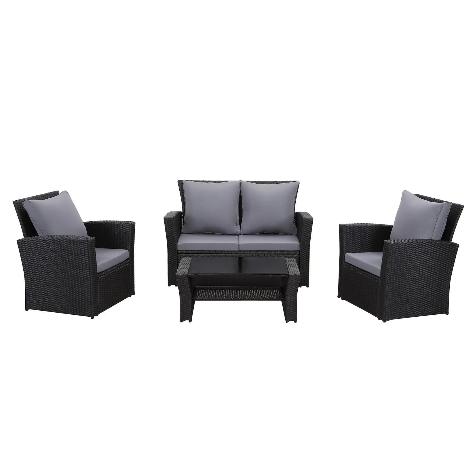 4-Sitzer Lounge Set Polyrattan Grau