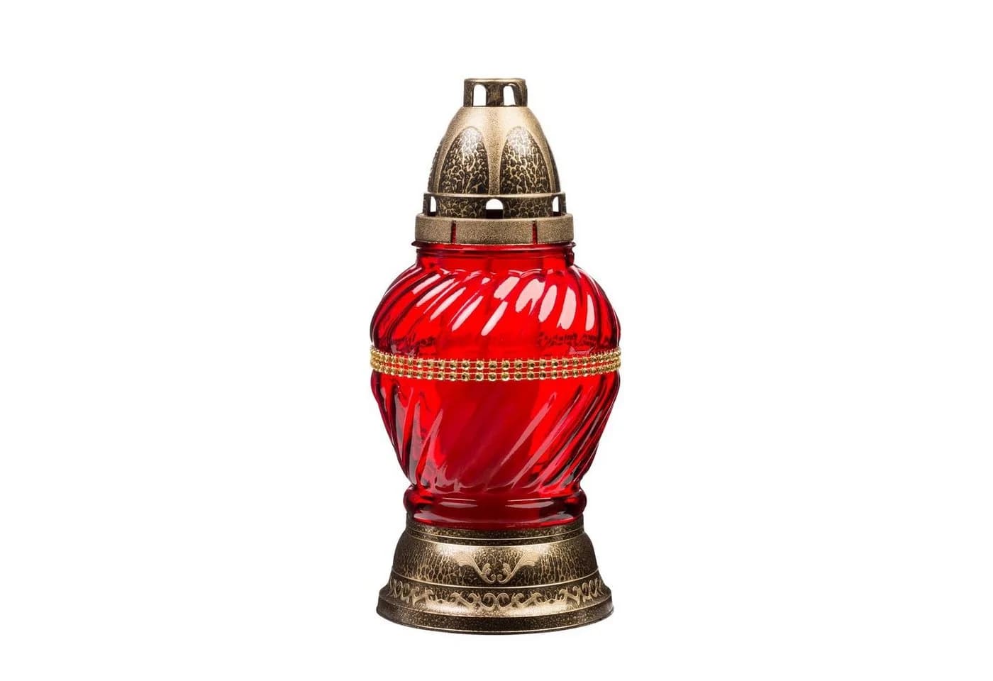 Glofrex S.C. Grabkerze Grablicht-Glas mit Kerze Rot/Gold