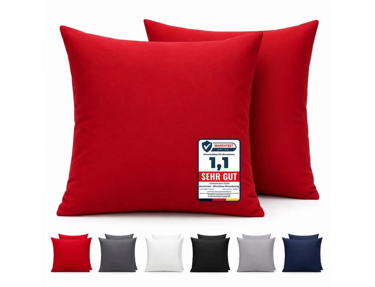 Komfortec Kissenbezug Premium Rot 100% Mikrofaser 40x40 cm - Bild 2