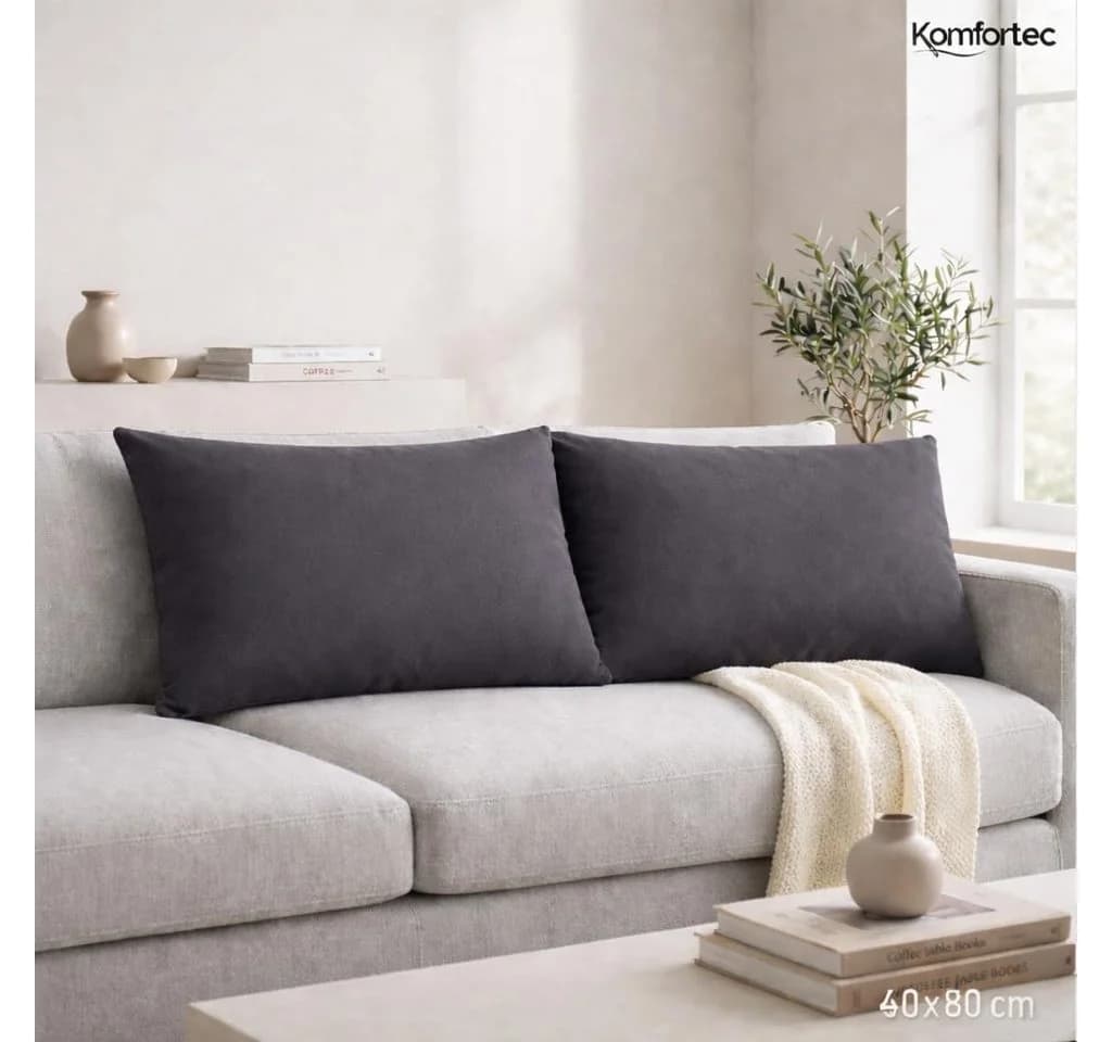 Komfortec Kissenbezug Premium Schwarz 100% Mikrofaser mit Reißverschluss