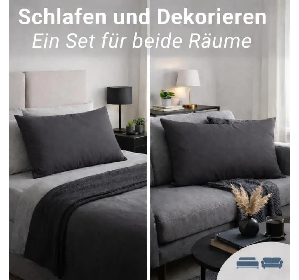 Komfortec Kissenbezug Premium Schwarz 100% Mikrofaser mit Reißverschluss - Bild 3