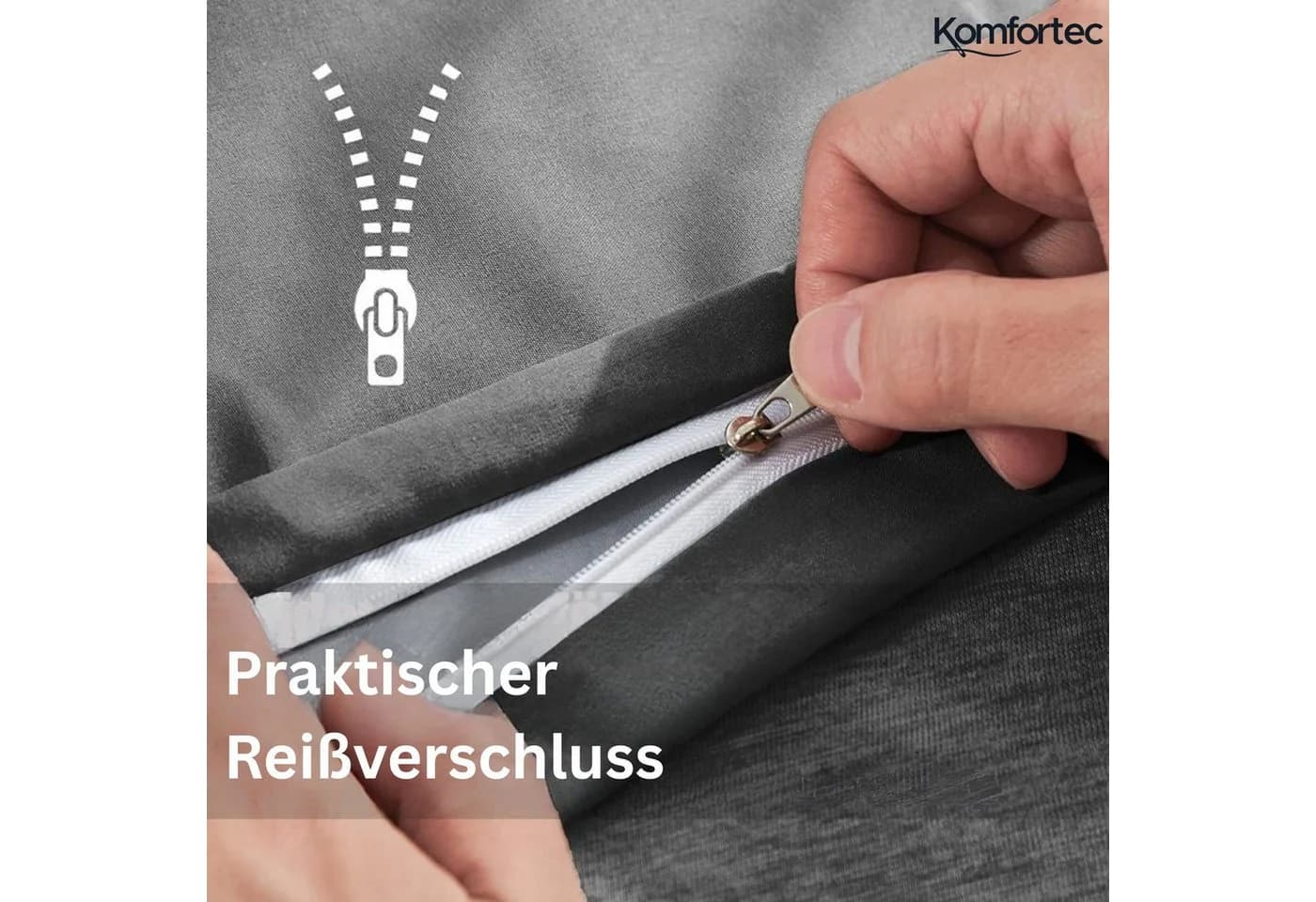Komfortec Kissenbezug Premium Schwarz 100% Mikrofaser mit Reißverschluss - Bild 4