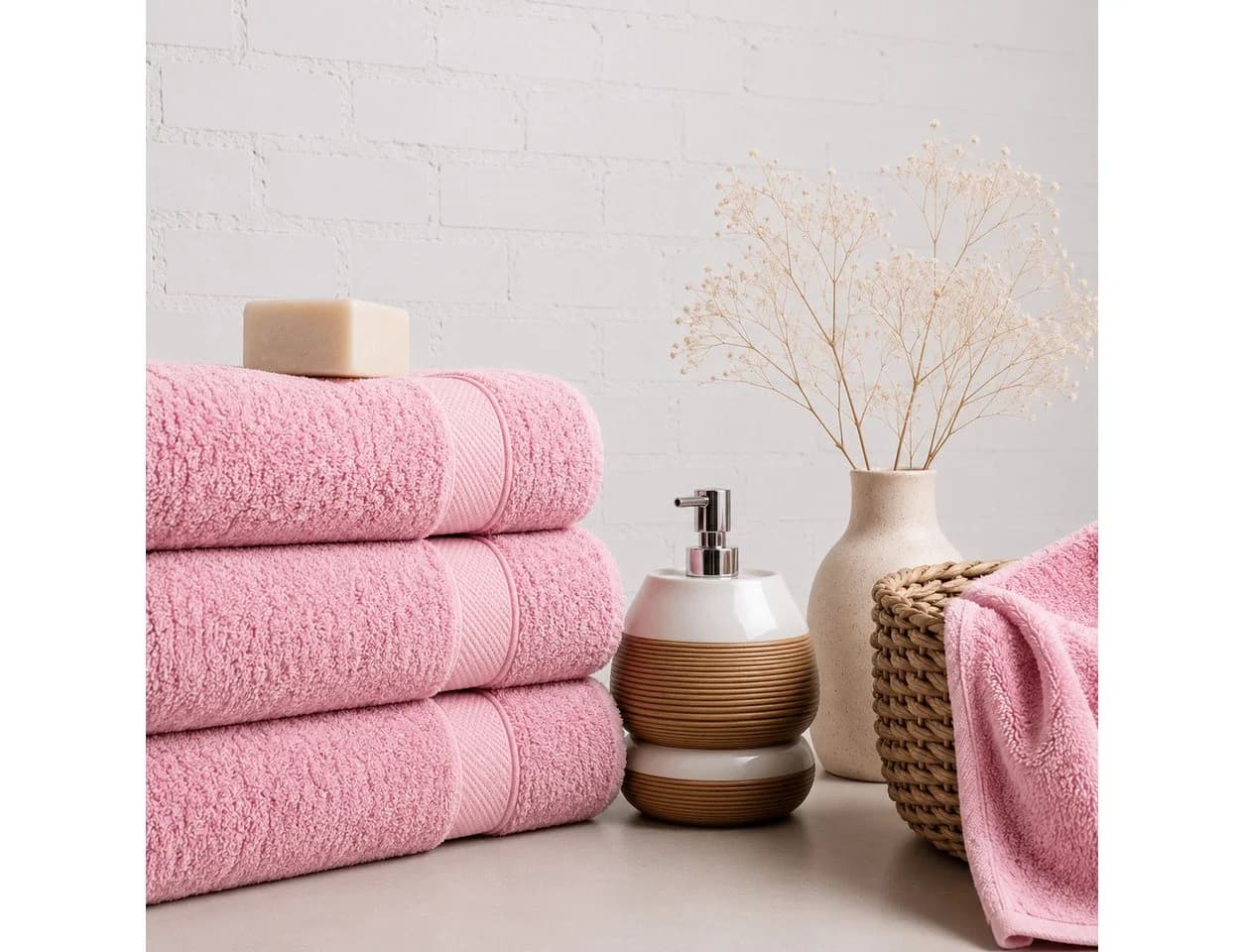 Komfortec Handtuch-Set 2-tlg. Rosa 100% Baumwolle Frottee - Bild 5