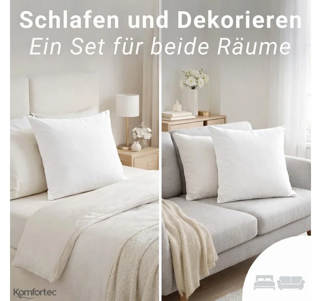 Komfortec Kissenbezug Premium Weiß Mikrofaser mit Reißverschluss - Bild 3