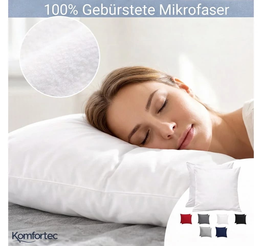 Komfortec Kissenbezug Premium Weiß Mikrofaser mit Reißverschluss - Bild 5