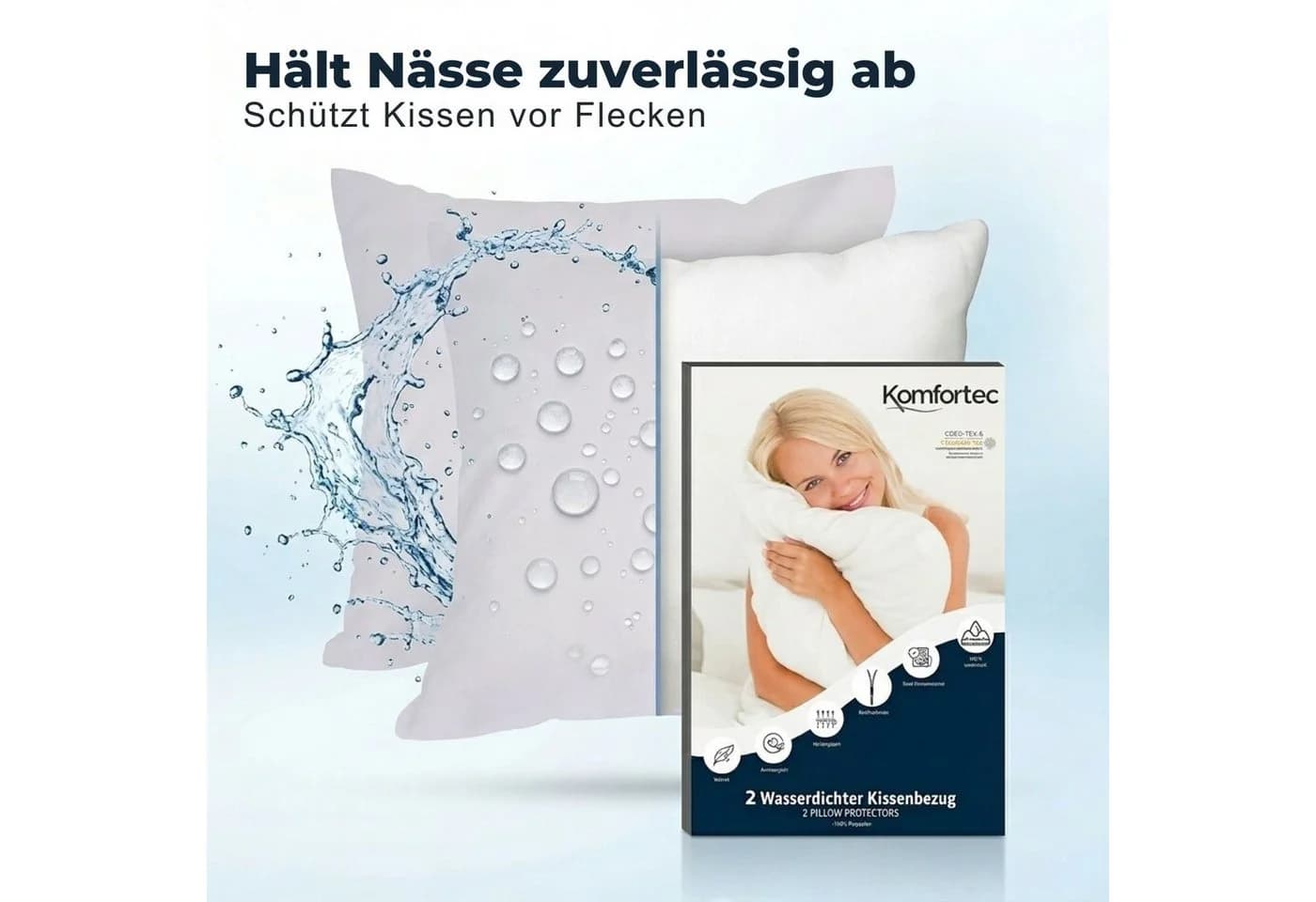 Komfortec Wasserdichte Kissenbezüge 45x45 cm Set, Hypoallergen & Atmungsaktiv - Bild 4
