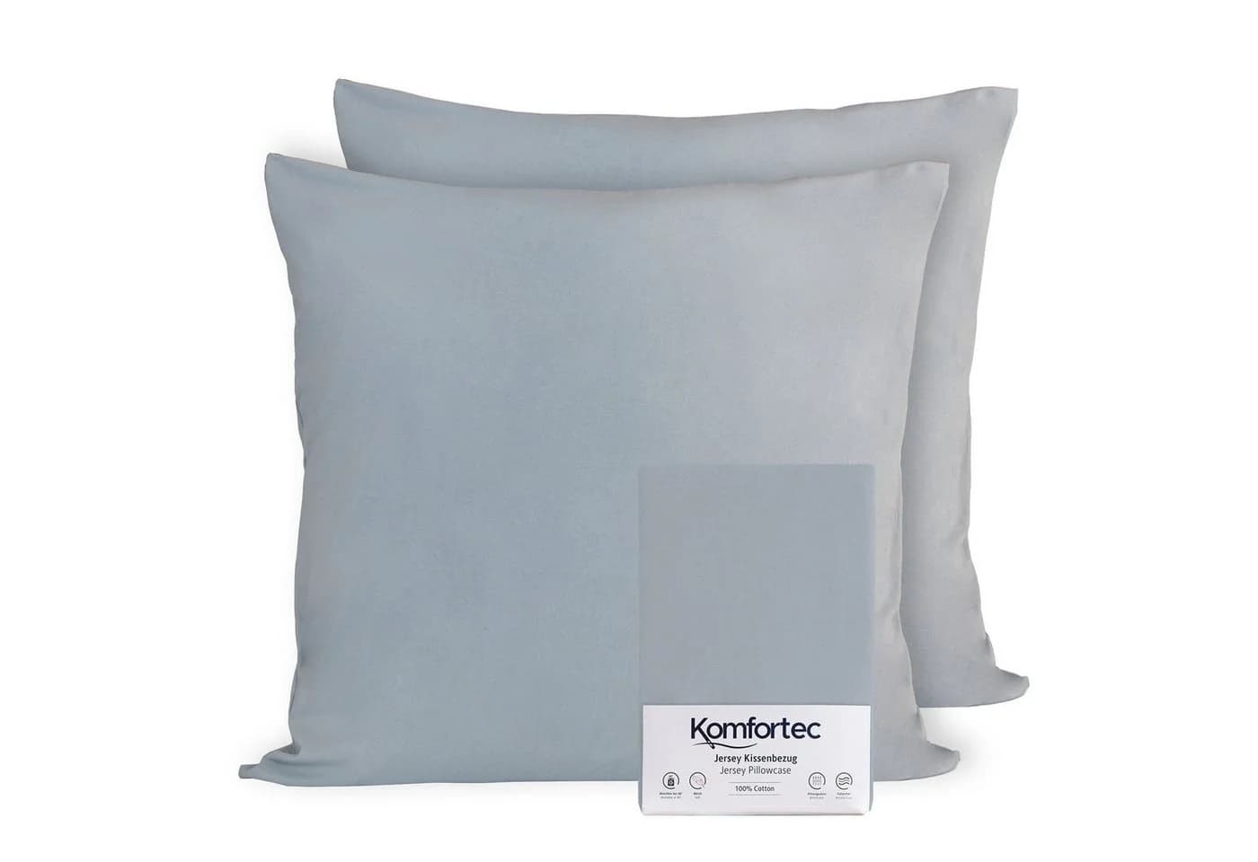 Komfortec Kissenbezug 100% Baumwolle Grau Premium Jersey - Bild 2