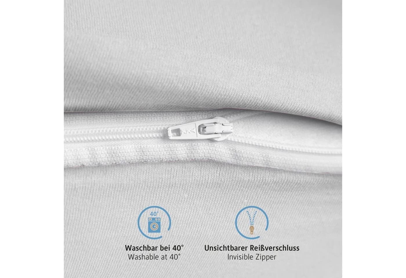 Komfortec Kissenbezug 100% Baumwolle Weiß Jersey Premium - Bild 5