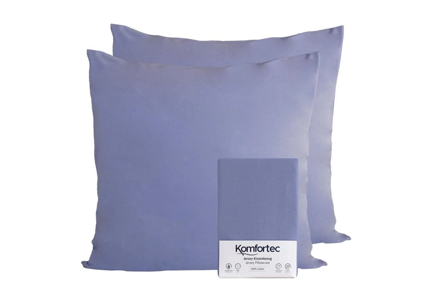 Komfortec Kissenbezug 100% Baumwolle Lila Jersey 2 Stück - Bild 2