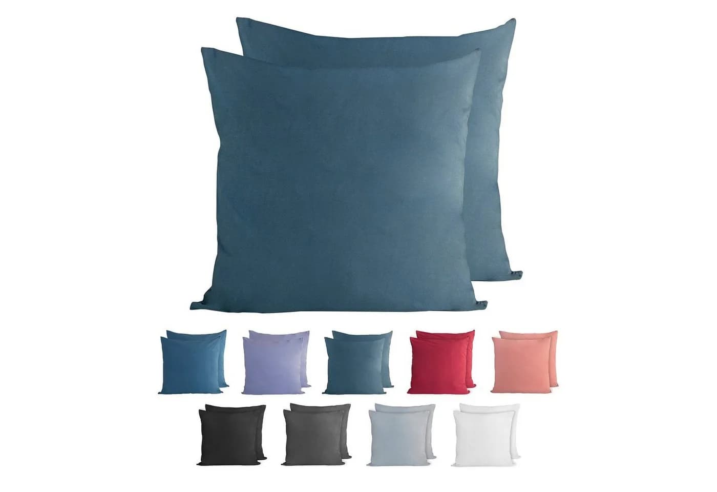 Komfortec Kissenbezug 100% Baumwolle, 150 g/m², 2 Stück, 50 x 50 cm, Superweicher Premium Jersey Kopfkissenbezug