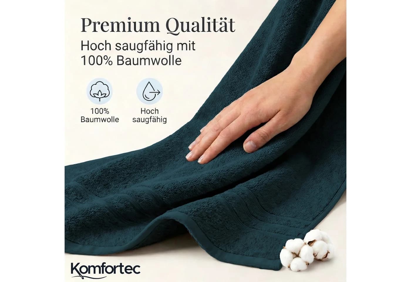 Komfortec Saunatuch 2-teilig Frottee 100% Baumwolle Blau - Bild 4