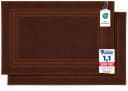 Komfortec Badematte 2er Set 100% Baumwolle Frottee Braun Bild 2
