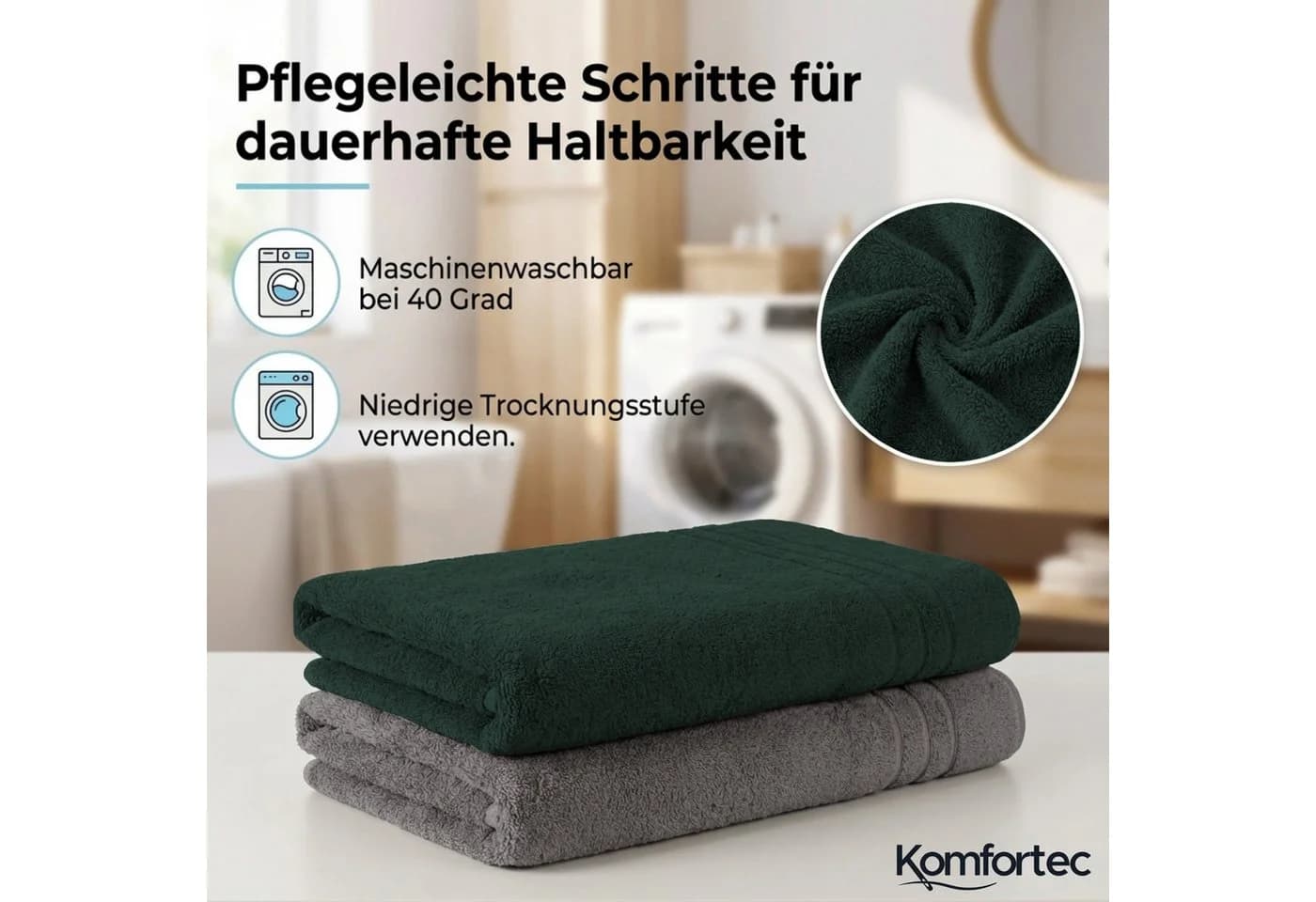 Komfortec Saunatuch-Set 2-tlg. 100% Baumwolle Frottee XXL - Bild 3
