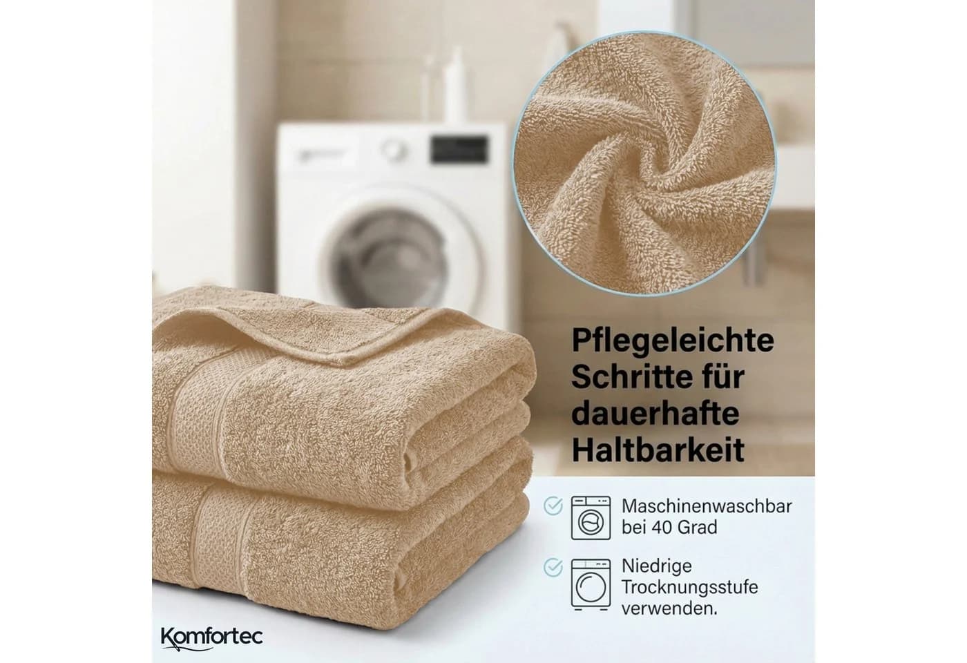 Komfortec Handtuch Set 8-tlg. Baumwolle 50x100 cm & 70x140 cm - Bild 4