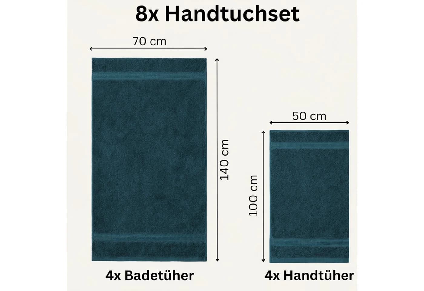 Komfortec Handtuch Set 8-tlg. Baumwolle 50x100 cm und 70x140 cm - Bild 3
