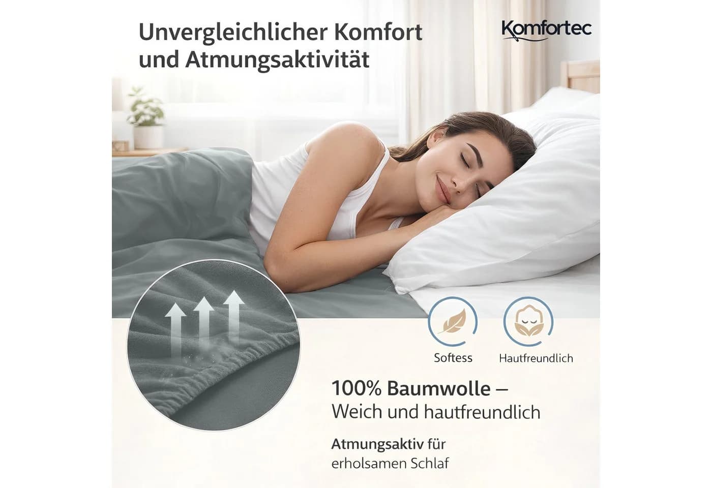 Komfortec Jersey Spannbettlaken 100% Baumwolle - Bild 3