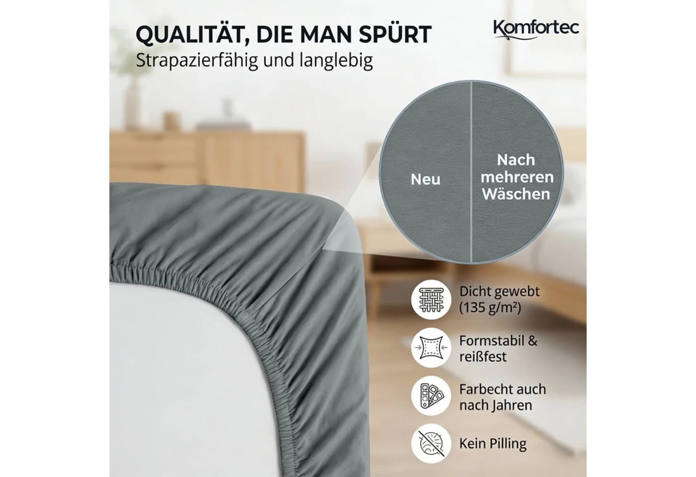 Komfortec Jersey Spannbettlaken 100% Baumwolle - Bild 5